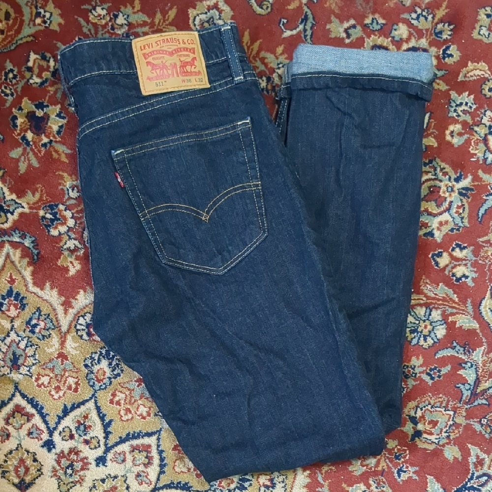 Levi's Men's 511 Slim Fit Style Rinsed Wash Dark Straight Jeans Size 36 X 32